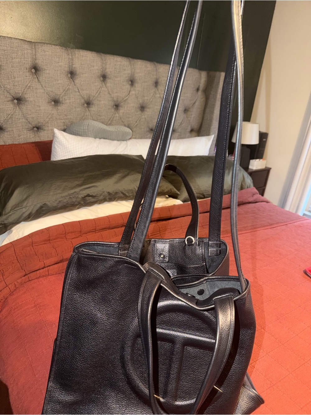 Telfar Black Large Leather Tote - Picture 13 of 16